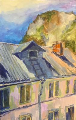 Екатерина Московская. Дом в Симеизе. 2015. Бумага, акварель, 21 &times; 13 см.Катерина Московская — 