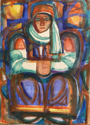 Джема Скулме. &laquo;Руцавянка&raquo;.1968. Картон, темпера, 75 &times; 55 см.Джемма Оттовна Скулме (1925 – 2019) 