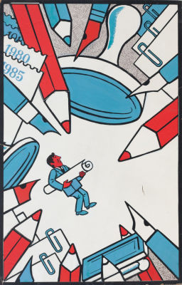 Константин Иванов. Оригинал плаката &laquo;Бюрократ&raquo; 1980-е. Картон, гуашь. 44 &times; 28 см.Иванов 