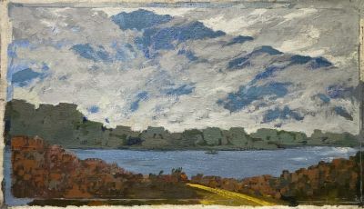 Алексей Слепухин. Низкие облака. 1987. Холст, масло, 29 &times; 51,5 см.Алексей Дмитриевич Слепухин 
