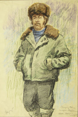 Владимир Харченко. БАМ. Тында. Володя из отряда &laquo;Московский комсомолец&raquo;. 1970-е. Бумага, черный 