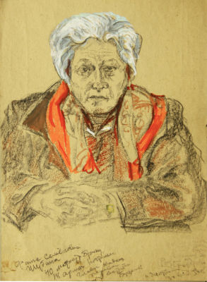 Владимир Харченко. Фаина Шубина. 1969 — 70-е. Крафтовая бумага, карандаш, пастель, 58 &times; 41 