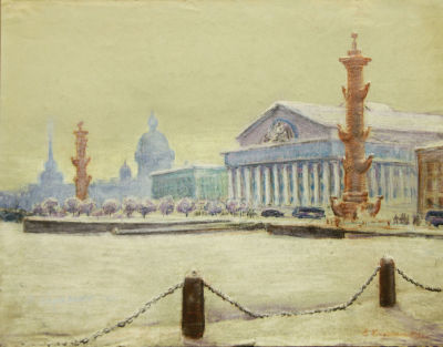 Владимир Харченко. Ленинград. Зима. Серая бумага, пастель, 48 &times; 62 см.Владимир Петрович 