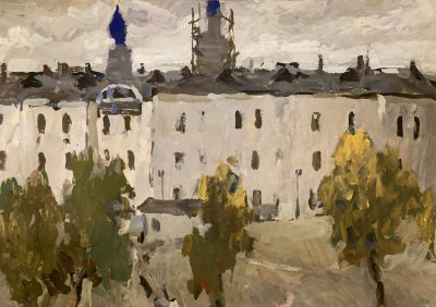Вадим Кулаков. Старый дом. 1968. Картон, темпера, 48 &times; 80 см.Вадим Яковлевич Кулаков (1916 — 