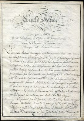 Autographs and manuscripts. House of Savoy - Carlo Felice (Turin 1765 - 1831). King of Sardinia 