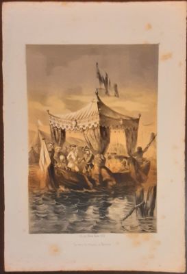 Prints. 1856 La cour se rendant in Palerme, 13x19.5 cm (18.5x27) color lithograph. Publisher C. 
