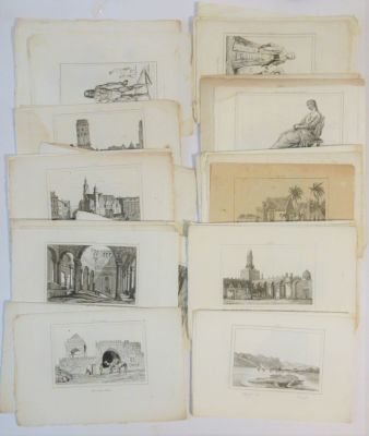 Prints. Ex Bookss 1880 - Set of over 50 prints on cardboard from the Universal Encyclopedic 