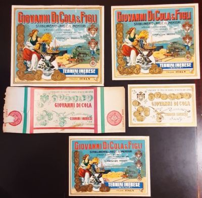 Prints. 1900 TERMINI IMERESE, COLA FOOD PASTES, 5 lithographs all of different sizes, in good 