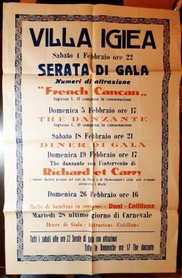 Prints. 1911 PALERMO VILLA IGEA large poster, cm. 50x78, GALA EVENING with various attractions 