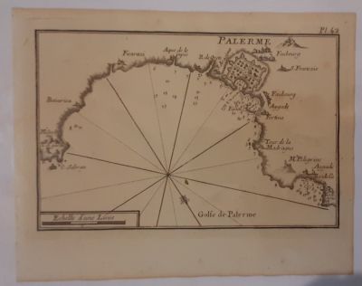 Italia. 1764 PALERME Golfe de Palerme, cm. 19.5X13 (22X17). Copper engraving by J.Roux RECUEIL 