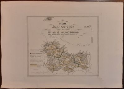 Italia. 1856 Plan of the Province of Palermo, cm. 28.5x24 (48x35.5) steel engraving. De Sanctis 