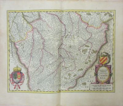 Europe and the Mediterranean. 1613 France - CHAMPAGNE. Comitatus Campania cm. 49x37 (58.5x47.5) 