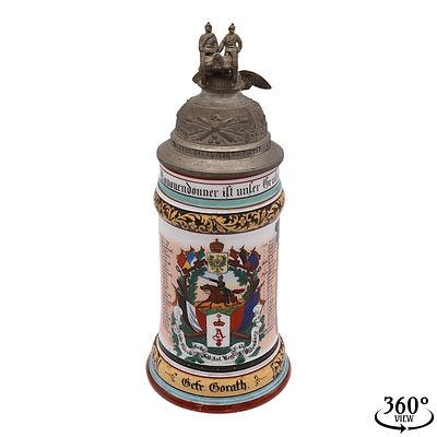 Reservist’s Beer Stein of the Artillery – Field Artillery Regiment No. 62, Oldenburg. Porcelain 