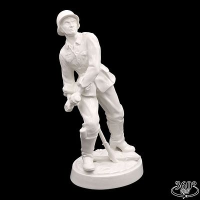 Karl Ens Volkstedt Wehrmacht Grenade Thrower. white porcelain, marked on the base with the Ens 