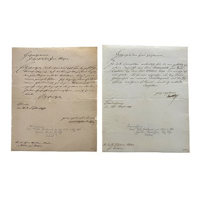Two letters signed by Duke Carl Wilhelm Ferdinand of Brunswick and Lüneburg, 1790 and 1797. two 
