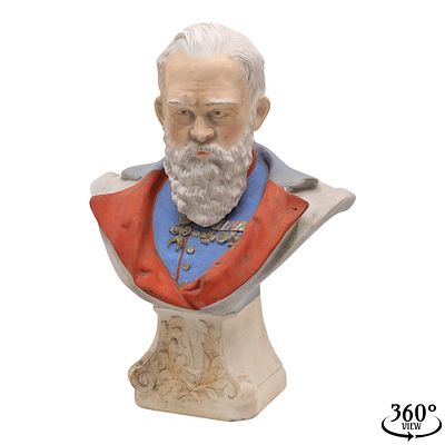 Albert Stahl & Co. Rudolstadt Bust of Prince Regent Luitpold of Bavaria. bisque porcelain, the 
