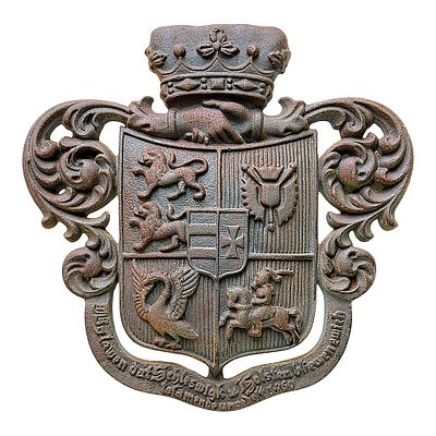 Cast Iron Coat of Arms of Schleswig-Holstein, dated 1860, 1st Half 20th C. Cast iron, with 