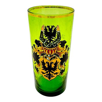 Glass with elaborate coat of arms painting for Rudolf von Below, end of the 19th century. cylindr 