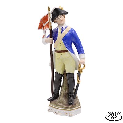 Albert Stahl & Co. Rudolstadt English Soldier. Porcelain, marked on the bottom, Finely crafted 
