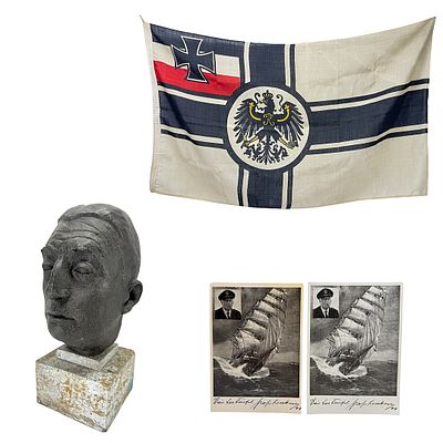 Estate of Count Felix von Luckner – Bust and Imperial War Flag. This ensemble is a rare 