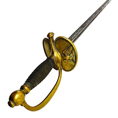French Infantry Officer's Sword Model 1857 with Eagle Guard and Leather Scabbard, 16th Regiment. 