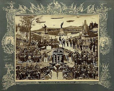 Large photo of reservists Machine Gun Company 130, Metz, 1910. historical photomontage of a 