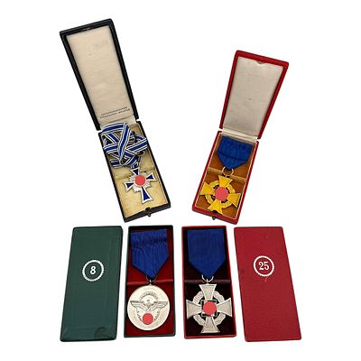 Third Reich 4 Awards in Case, Mother's Cross, Police and Faithful Service. Ensemble of four 
