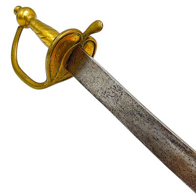 Prussian Grenadier Sabre M1816 with Monogram Friedrich Wilhelm Rex and Brass Hilt. Steel and 