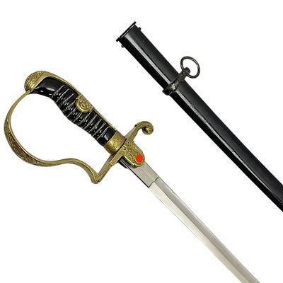 Third Reich Officer's Sabre with Brass Guard, Oak Leaf Decoration and Eagle. Steel, brass 