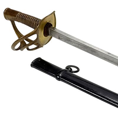 French Light Cavalry Sabre Model 1822 with Brass Guard and Iron Scabbard, Ch&acirc;tellerault. Steel 