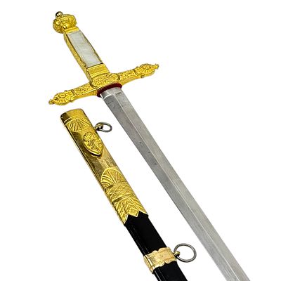 Swedish Court Sword with Fire-Gilded Guard, Three Crowns and Mother-of-Pearl Inlays. Steel and 