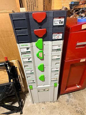 A Collection of Festool and Woodpeckers Woodworking Power Tools and Precision Accessories in 