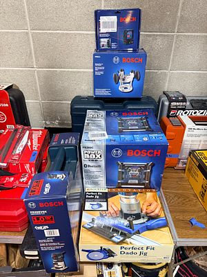 An Assortment of Bosch Professional Power Tools and Woodworking Accessories. This collection 