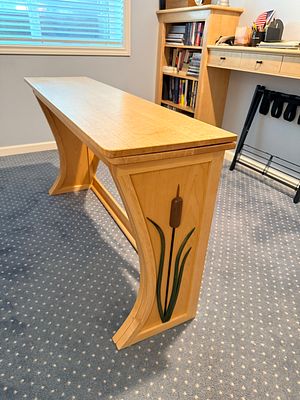 Contemporary Studio Craft Bird's Eye Maple Flip Top Console Dining Table. A craftman high end 