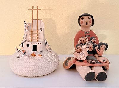 Two Signed Native American Pueblo Pottery Figurines by Linda Lucero Fragua and Corrine. This lot 