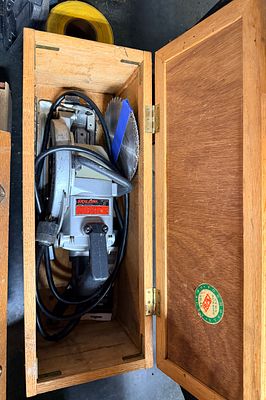 Skilsaw Model 77 Type 15 Super Duty 7 1/4 Inch Worm Drive Circular Saw with Custom Teak Case. Thi 