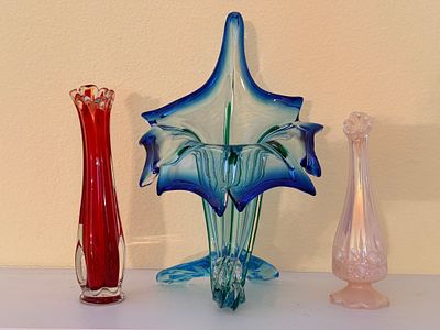 A Trio of Italian and Mid-Century Modern Art Glass Vases. This group of three decorative art 