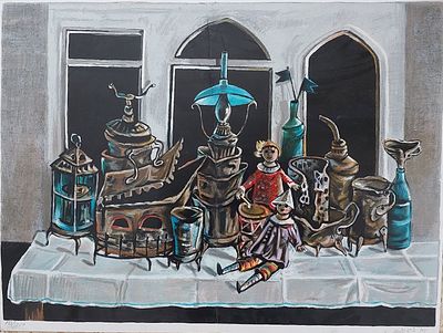 יוסל ברגנר , ליטוגרפיה חתום, 50&times; 65, מודבק על מצע איכותי.