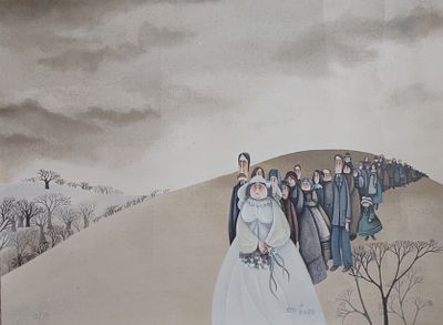 אביגיל יורש, ליטוגרפיה. חתונה" 45&times;60. חתום.