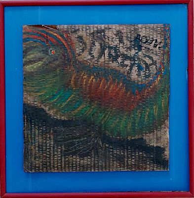 שמן על קרטון , מופשט" חתום.