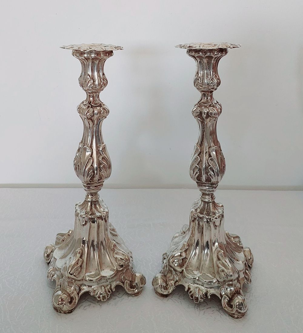 פמוטים כסף 925, הצורפים" חתום , 485g , גובה: 28.5 ס"מ. מצב שמור ללא פגמים.