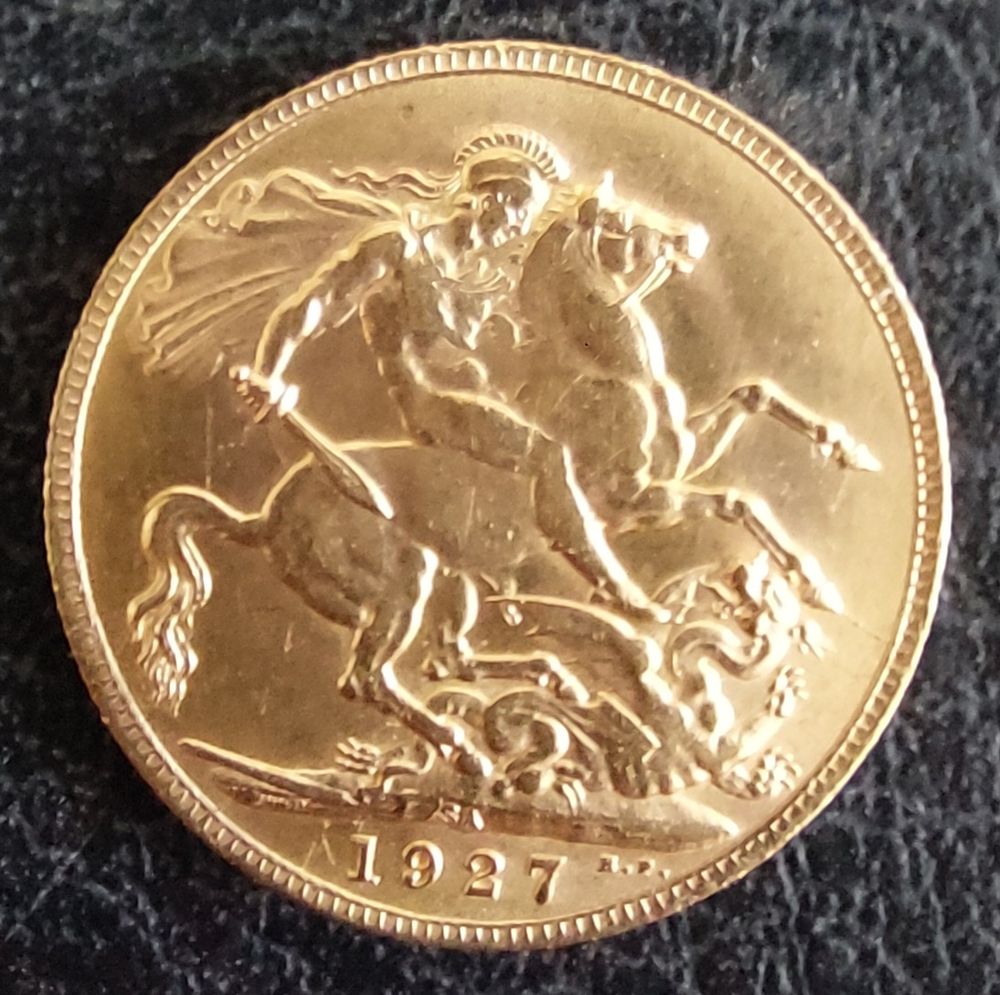 סוברין אנגלי 22k מצב כמו חדש, 1927, 8g. - 12% עמלה אין מע"מ.