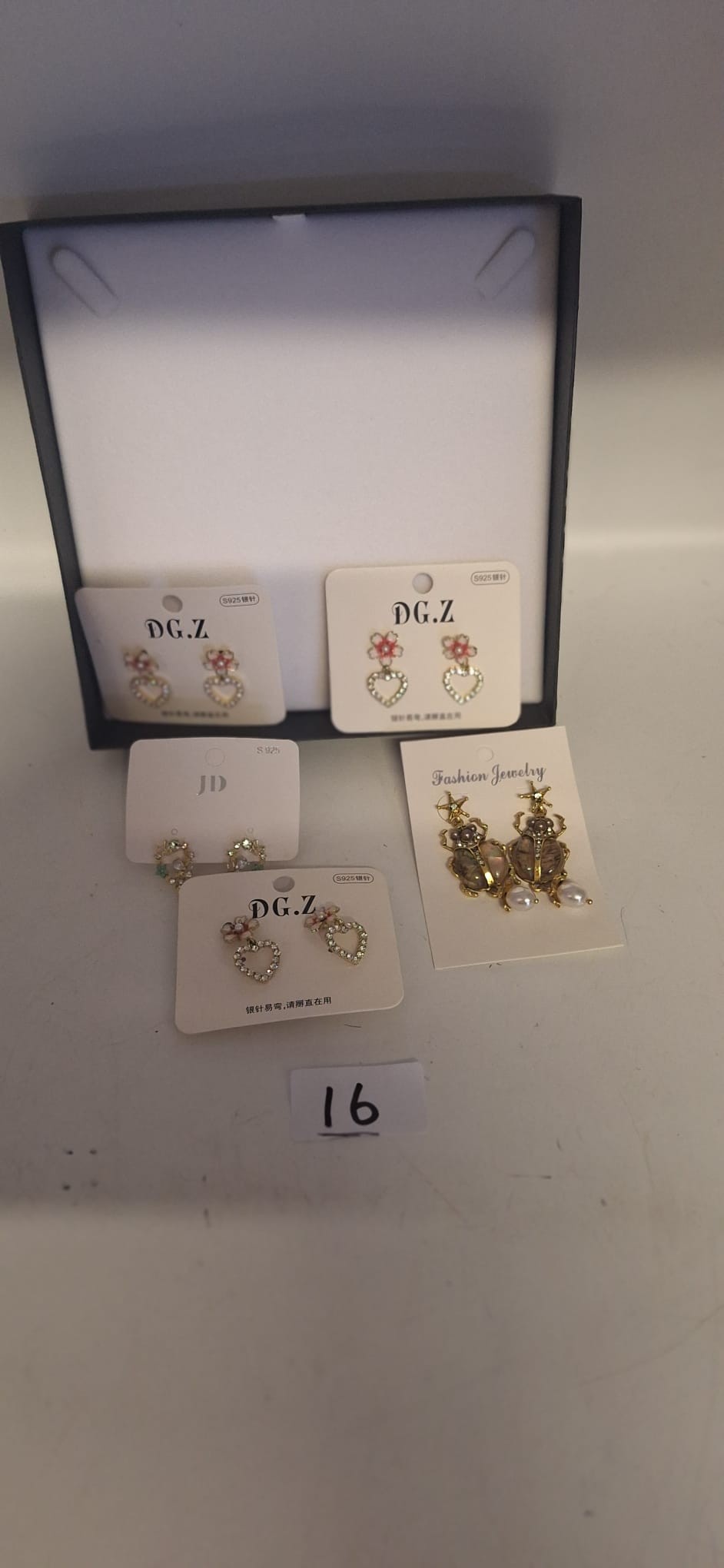 Box With 4 Pairs Of 925 Silver Earrings and 1 Other