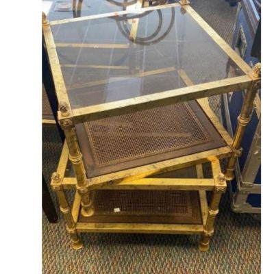 Matching Glass Top End Tables(match lot 218). 16 inches tall 20 inches wide 2 tables