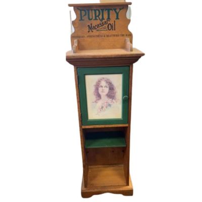 Purity Macassar Oil Cabinet. 53 inches tall. stamped j Farnsworth pepperdine new Sharon, IA
