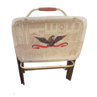 VTG Fiberglass Eagle USA Themed TV Trays w/. stand. Set of 3
