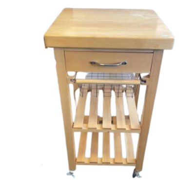 Wooden Kitchen Island Roll Cart. 33 inches tall