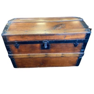 Dome Top Metal Straps Trunk. very good condition