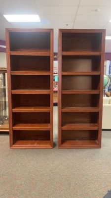Two Solid Wood Bookshelves. 7 ft tall