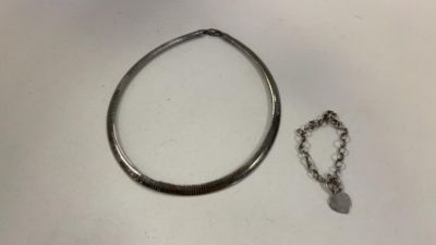 Sterling Silver 925 Italy Necklace, Charm Bracelet. Both marked 925 47.2 grams